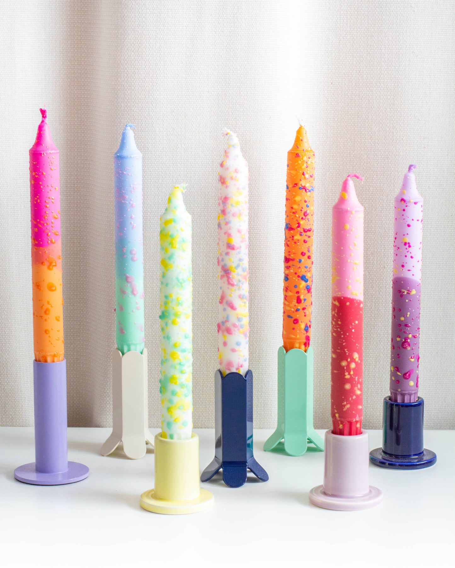 Nordtrice - Taper candle - Blue & Mint, Pink Confetti