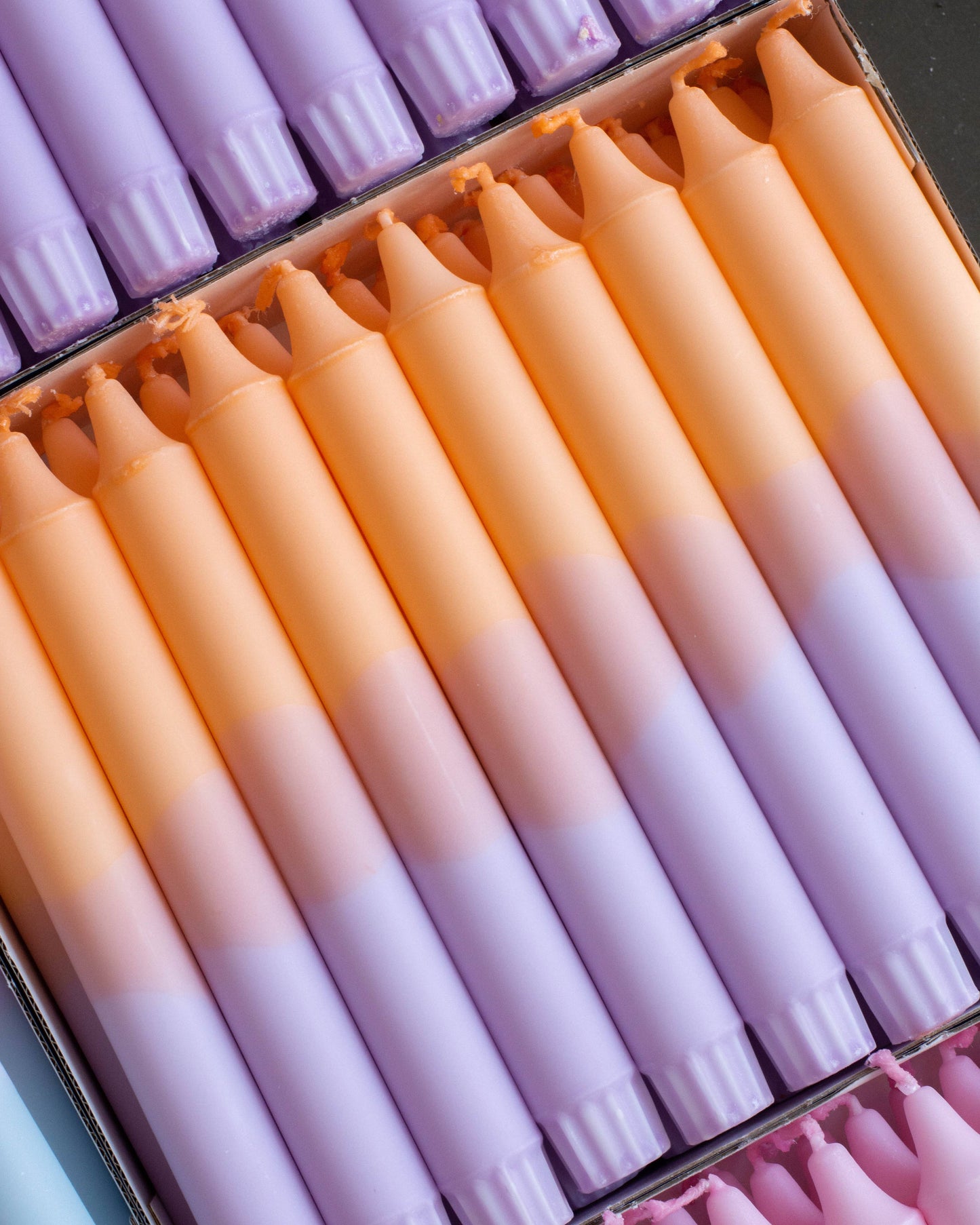 Nordtrice - Taper candle - pastel orange / purple