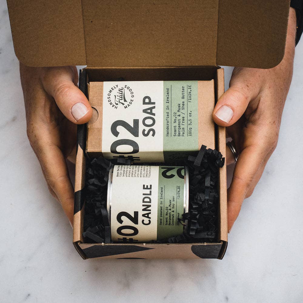 FIÁIN - Candle & Soap Gift Set | Mini: 03 | Leather & Oudh