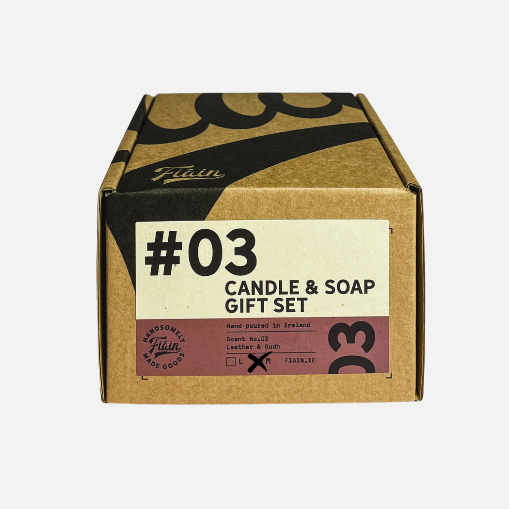 FIÁIN - Candle & Soap Gift Set | Mini: 03 | Leather & Oudh
