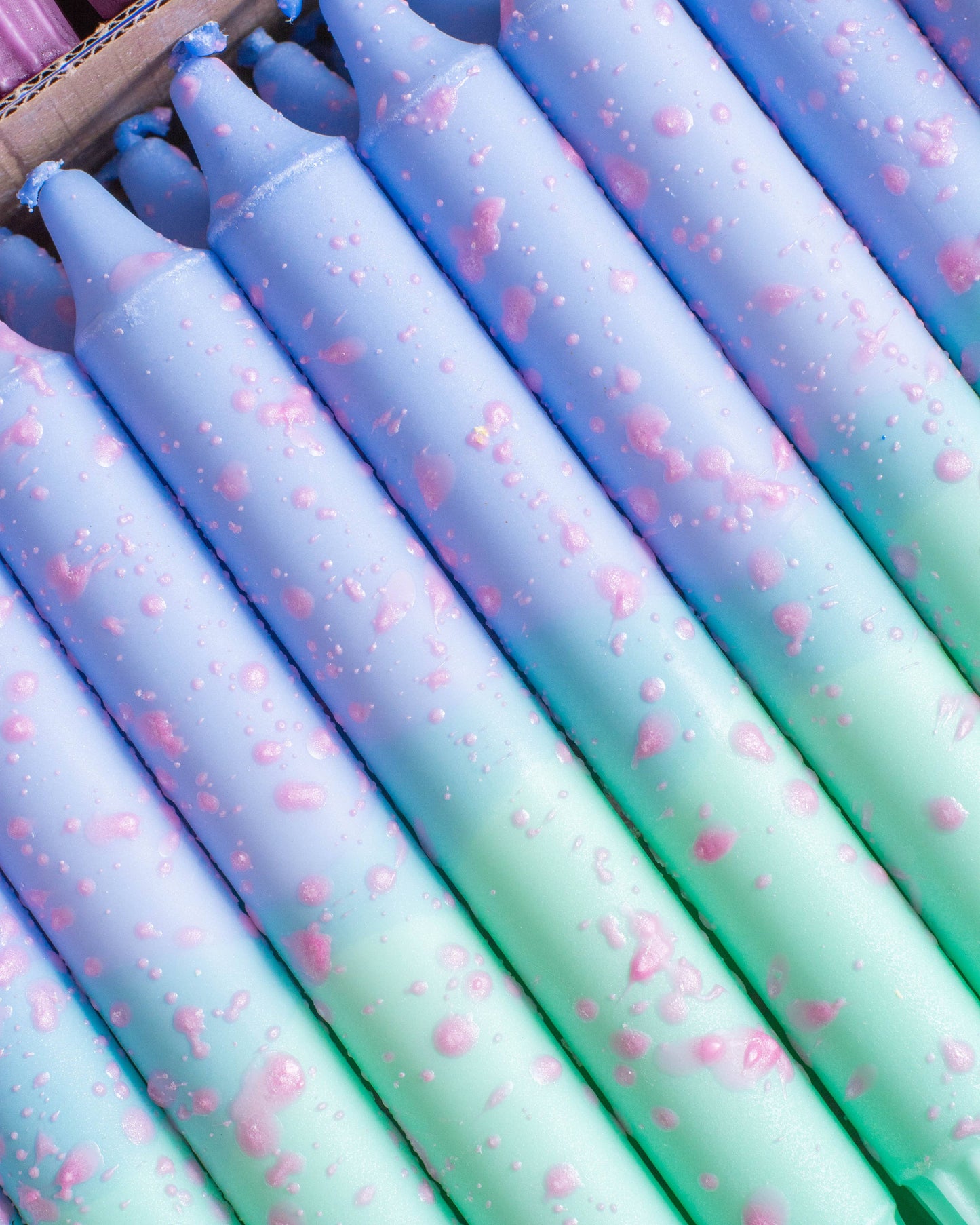 Nordtrice - Taper candle -  Blue & Mint, Pink Confetti
