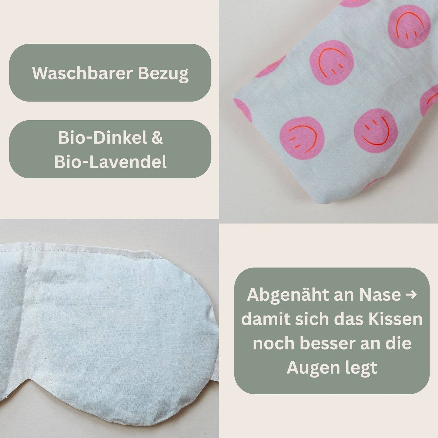 Yoga eye pillow Smiley Pink