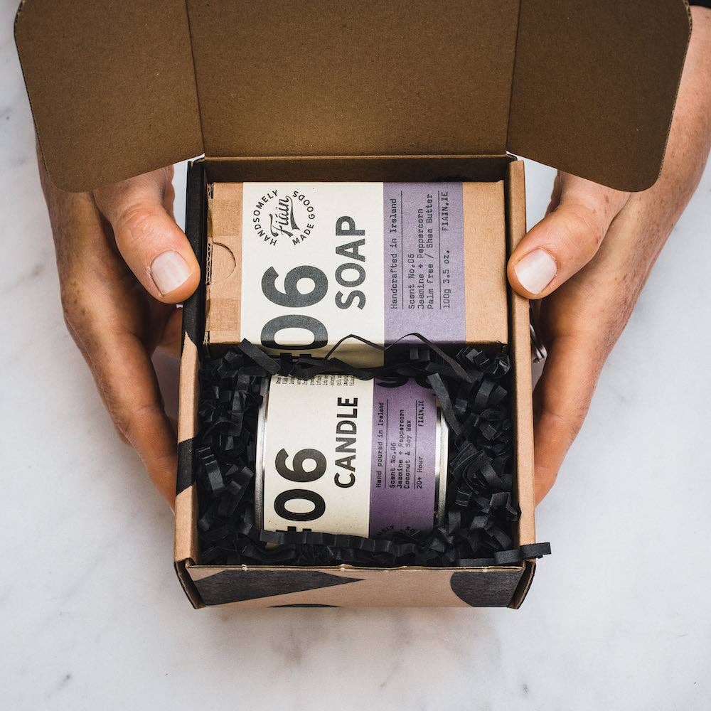 FIÁIN - Candle & Soap Gift Set | Mini: 03 | Leather & Oudh